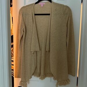 Lilly Pulitzer Cashmere Tan Cardison with Fringe - XS